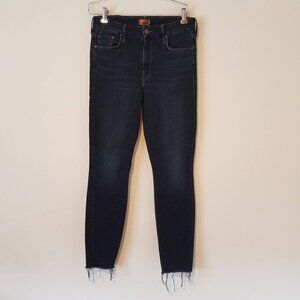Mother Jeans The Looker Ankle Fray Coffee Tea or Me Womens 28 Dark Wash 1431-104